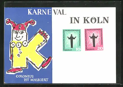 AK Karneval in Köln, Colonius ist Maskiert, Harlekin