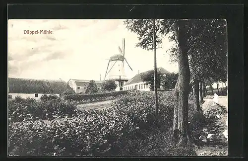 AK Sonderburg, Düppel-Mühle mit Garten, Windmühle