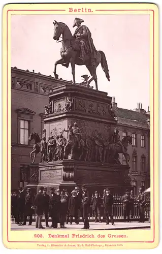 Fotografie Römmler & Jonas, Dresden, Ansicht Berlin, Unter den Linden, Denkmal Friedrich des Grossen, Reiterstandbild