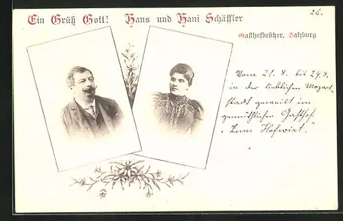 AK Salzburg, Gasthofbesitzer Hans und Hani Schäffler