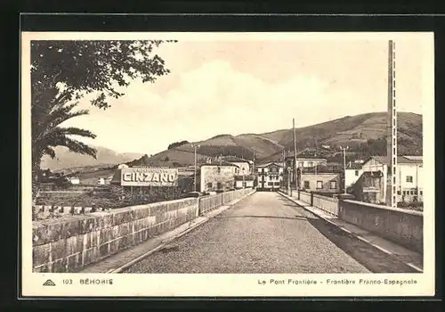 AK Behobie, Le Pont Frontiere Franco-Espagnole, Grenze