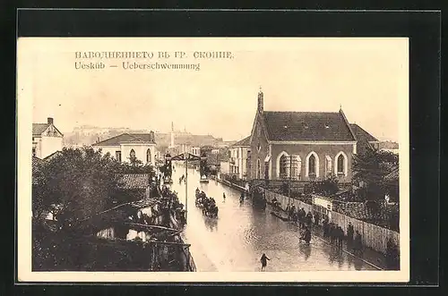 AK Skopje / Ueskueb, Strassenpartie während Hochwasser