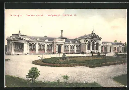 AK Jessentuki, Bahnhof mit Vorplatz