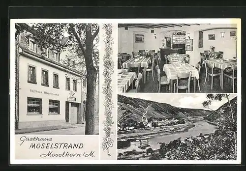 AK Moselkern, Gasthaus Moselstrand, Innenansicht, Ortsansicht