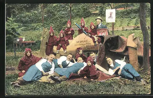 AK Döbeln, Zum 600 jährigen Innungs-Jubiläum der Schuhmacher-Innung 1925, Die 8 Heinzelmännchen u. Stiefelbaukolonne