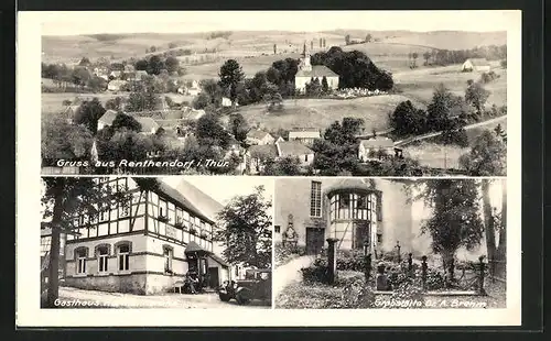 AK Renthendorf i. Thür., Gasthaus Hermannsruhe, Grabstätte Dr. A. Brehm, Teilansicht