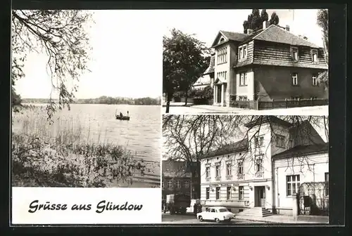 AK Glindow, Blick auf den See, Gasthof Deutsches Haus
