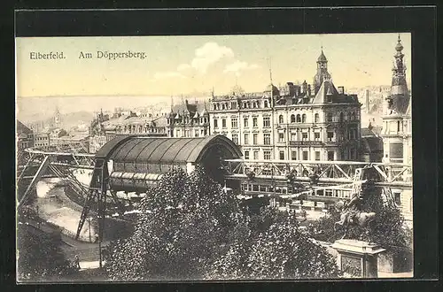 AK Wuppertal, Elberfeld, Stadtvillen am Döppersberg, an der Schwebebahn