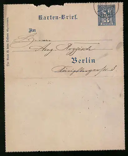 Klapp-AK Berlin, 1894, Private Stadtpost Neue Berliner Omnibus- u. Packetfahrt Aktien Gesellschaft