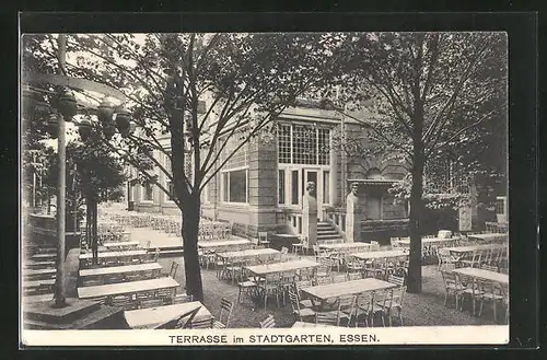 AK Essen, Gasthaus, Terrasse im Stadtgarten