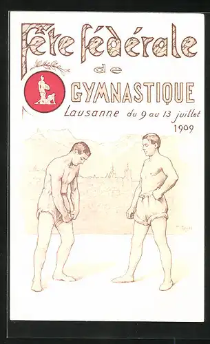 AK Lausanne, Fete-Fédérale de Gymnastique 1909, Schwinger bei Wettkampf