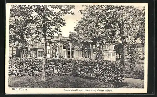 AK Polzin, Johanniter-Hospiz Marienbad, Gartenansicht