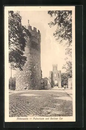 AK Mittenwalde, Pulverturm und Berliner Tor