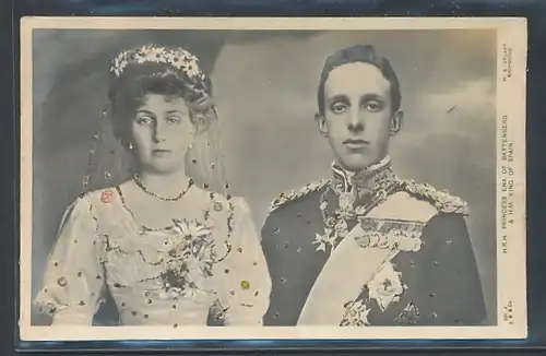 Relief-AK HRH Princess Ena of Battenberg & HM King of Spain