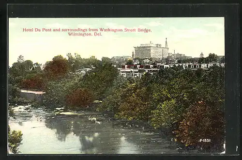 AK Wilmington, DE, Hotel Du Pont and surroundings from Washington Street Bridge