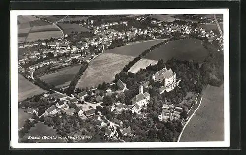 AK Erbach in Württ., Fliegeraufnahme der Ortschaft