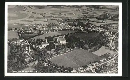 AK Erbach b. Ulm, Fliegeraufnahme mit Kirche und Schloss