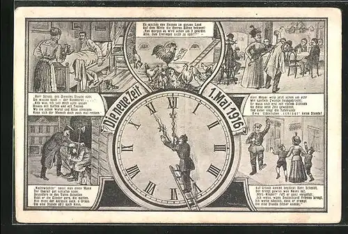 AK Soldat an der Uhr, Die neue Zeit 1916