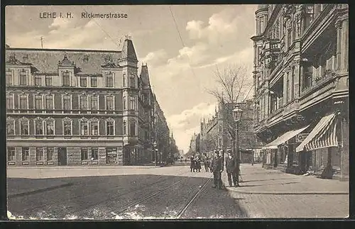 AK Lehe i. H., Rickmerstrasse mit Geschäften