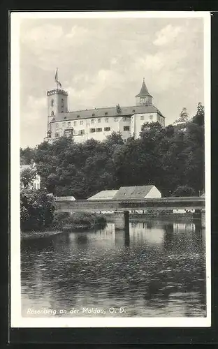 AK Rosenberg an der Moldau, Blick auf das Schloss