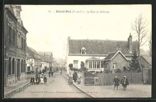 AK Saint-Pol, La Rue de Frévent, Strassenpartie