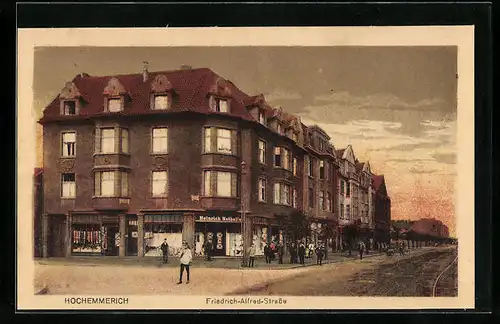 AK Hochemmerich, Passanten auf der Friedrich-Alfred-Strasse