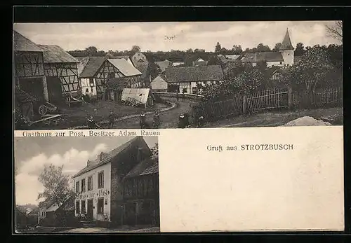 AK Strotzbüsch, Gasthaus zur Post, Ortspartie
