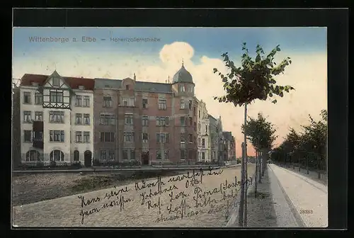 AK Wittenberge a. Elbe, Partie der Hohenzollernstrasse