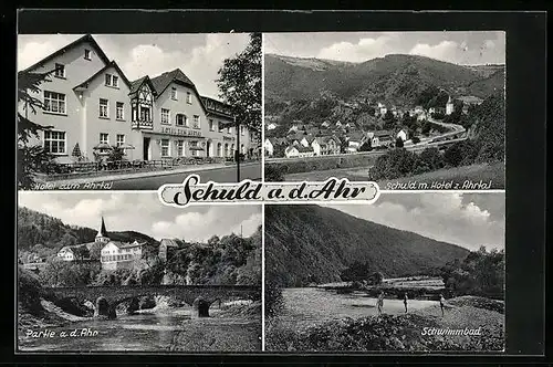 AK Schuld / Ahr, Hotel zum Ahrtal, Schwimmbad, Teilansichten