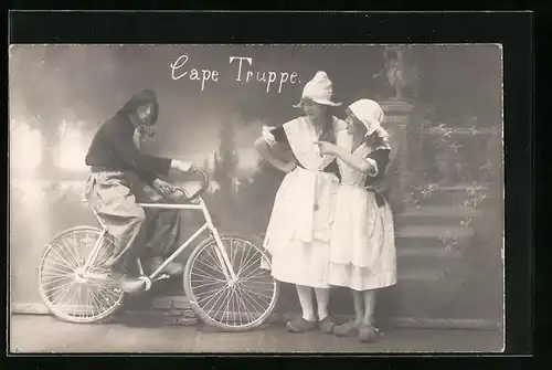 Foto-AK Cape Truppe, Holländer auf Fahrrad