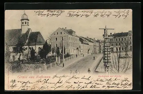 AK Rabenau, Marktplatz mit Kirche