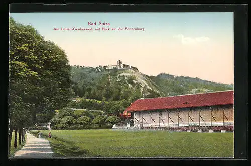 AK Bad Sulza, Am Luisen-Gradierwerk mit Blick auf die Sonnenburg