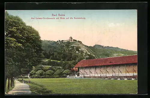 AK Bad Sulza, Am Luisen-Gradierwerk mit Blick auf die Sonnenburg