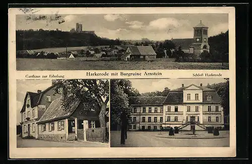 AK Harkerode, Gasthaus zur Erholung, Burgruine Arnstein, Schloss