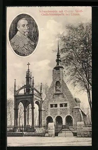 AK Lützen, Schwedenstein mit Gustav Adolf-Gedächtniskapelle