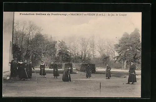 AK Beaumont-en-Véron, Fondation Gréban de Pontourny, Le Jeu de Croquet