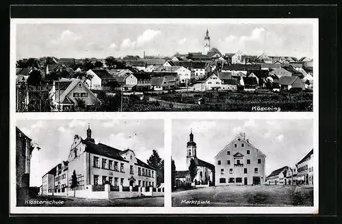 AK Kösching, Marktplatz, Klosterschule, Totalansicht