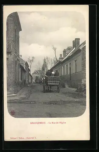 AK Beauquesne, La Rue de l`Eglise