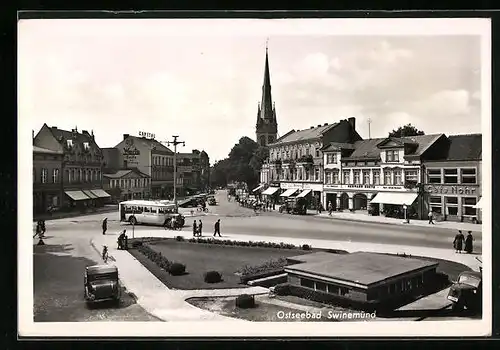 AK Swinemünde, Café Nohr, Omnibus