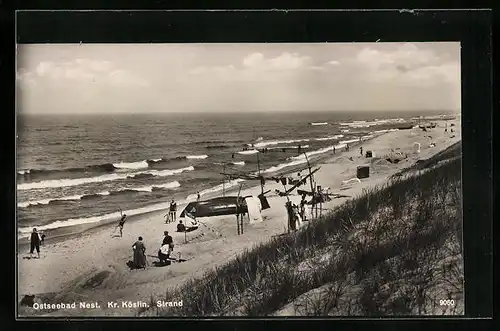 AK Nest, Strand mit Badegästen