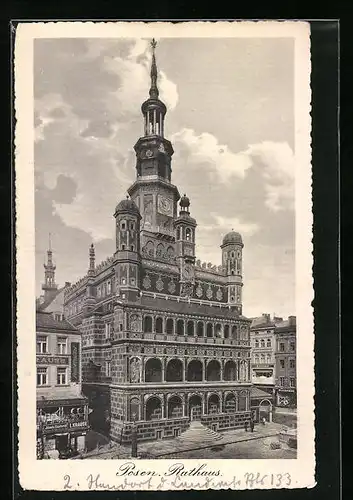 AK Posen / Poznan, Rathaus mit Umgebung