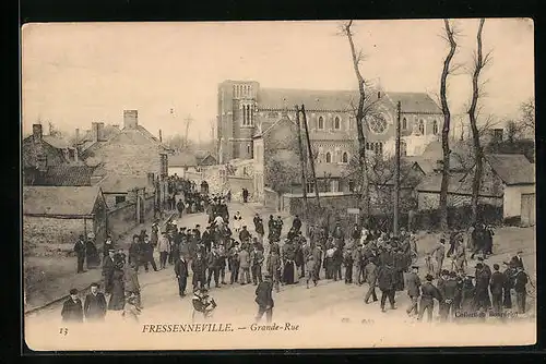 AK Fressenneville, Grande-Rue, Strassenpartie