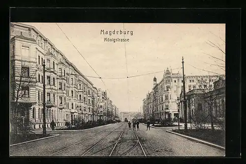 AK Magdeburg, Königstrasse mit Lotterie