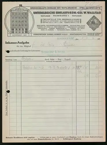 Rechnung Hannover 1940, Unterelbsches Einkaufs-Kom.-Ges. W. Wallstab, Fasade des Firmenhauses