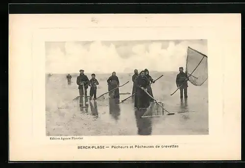 AK Berck-Plage, Pecheurs et Pecheuses de Crevettes, Krebsfischer