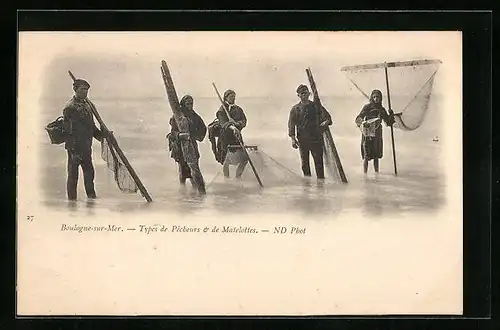 AK Boulogne-sur-Mer, Types de Pêcheurs et de Matelottes