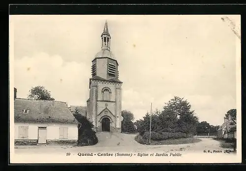 AK Quend-Plage, Eglise et Jardin Public