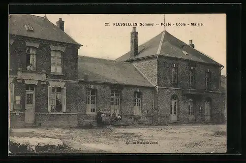 AK Flesselles, Poste, Ecole et Mairie