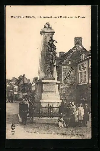 AK Moreuil, Monument aux Morts pour la Patrie