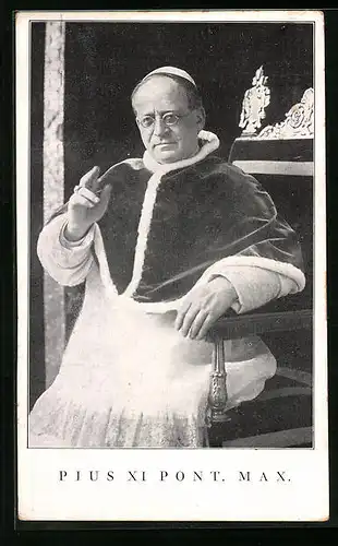 AK Papst Pius XI. auf seinem Stuhl während einer Predigt